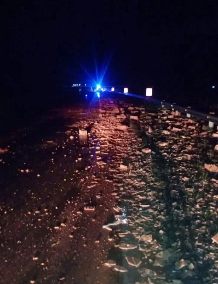 Accidente en Ruta 88: camión pierde carga de ladrillos
