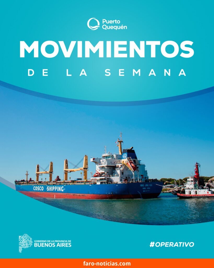 Tres buques zarparon del Puerto de Quequén rumbo a India y Filipinas con exportaciones de girasol y maíz, e importación de urea