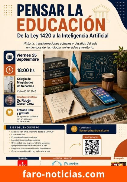 Jornada en Necochea: ‘Pensar la Educación: De la Ley 1420 a la Inteligencia Artificial’