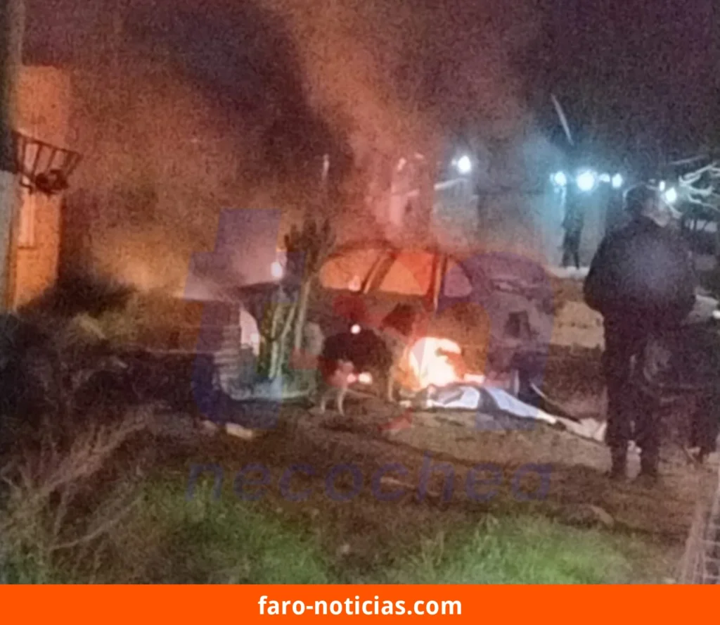 Incendio de vehículo en la zona de la calle 71 bis, entre 84 y 86, en Necochea