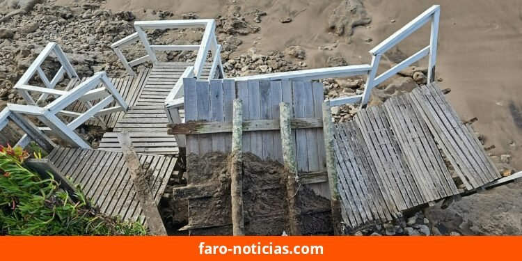 Sudestada vuelve a dañar pasarela en Karamawi tras reparaciones de apenas cuatro días