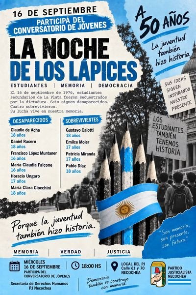 Conmemoración de la Noche de los Lápices: Conversatorio juvenil organizado por la Secretaría de Derechos Humanos del PJ en Necochea