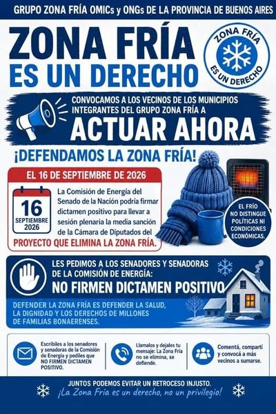 Convocatoria del Grupo Zona Fría para proteger el beneficio energético en la provincia de Buenos Aires
