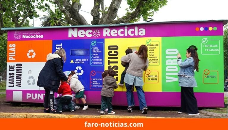 Eco-Canje en la Plaza Dardo Rocha por el aniversario de Necochea: reciclables por plantas del Vivero Municipal