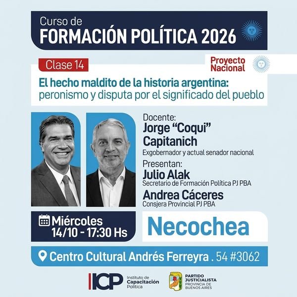 Capitanich y Alak llegan a Necochea para debatir sobre la vigencia del peronismo