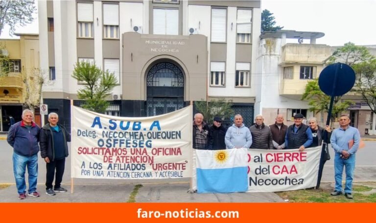 Afiliados de ASUBA reclaman oficina de OSFFESEG en Necochea y mejoras en la atención