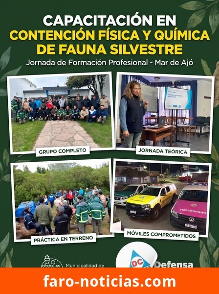 Defensa Civil de Necochea se capacita en manejo de fauna silvestre junto a Mundo Marino