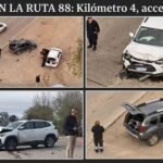Accidente entre dos camionetas en la Ruta 88 a la altura del kilómetro 4