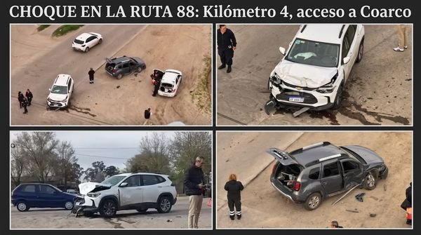 Accidente entre dos camionetas en la Ruta 88 a la altura del kilómetro 4